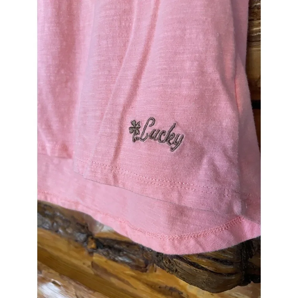Lucky Brand Pink Ruffled Sequined Top Size‎ 5